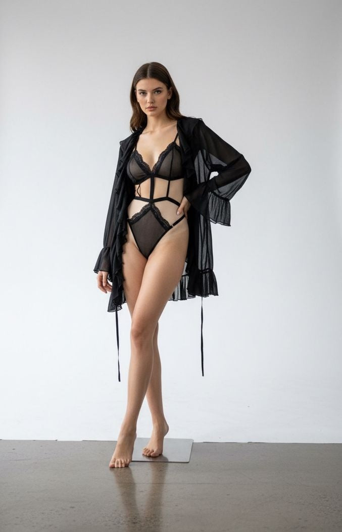 Bodysuit mit Morgenmantel als besonderes Nachtkleid